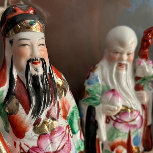 Vintage Chinese Porcelain Figurine of All three Lucky Gods - Picture 11 of 16